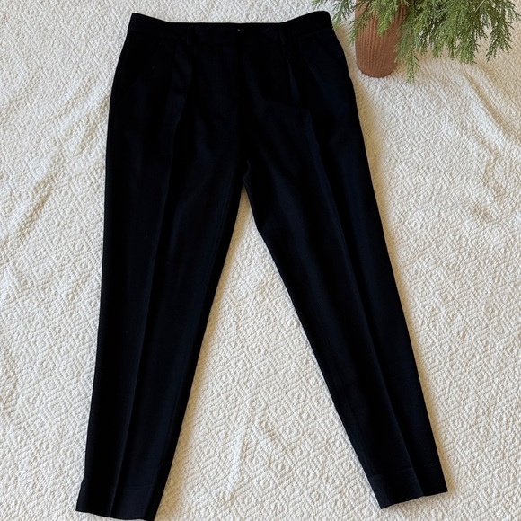Theory Women's Wool Black Straight Leg Pants Size 6 - Picture 1 of 13